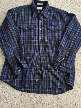 Pendleton Blue and Black Plaid Button-Down Shirt